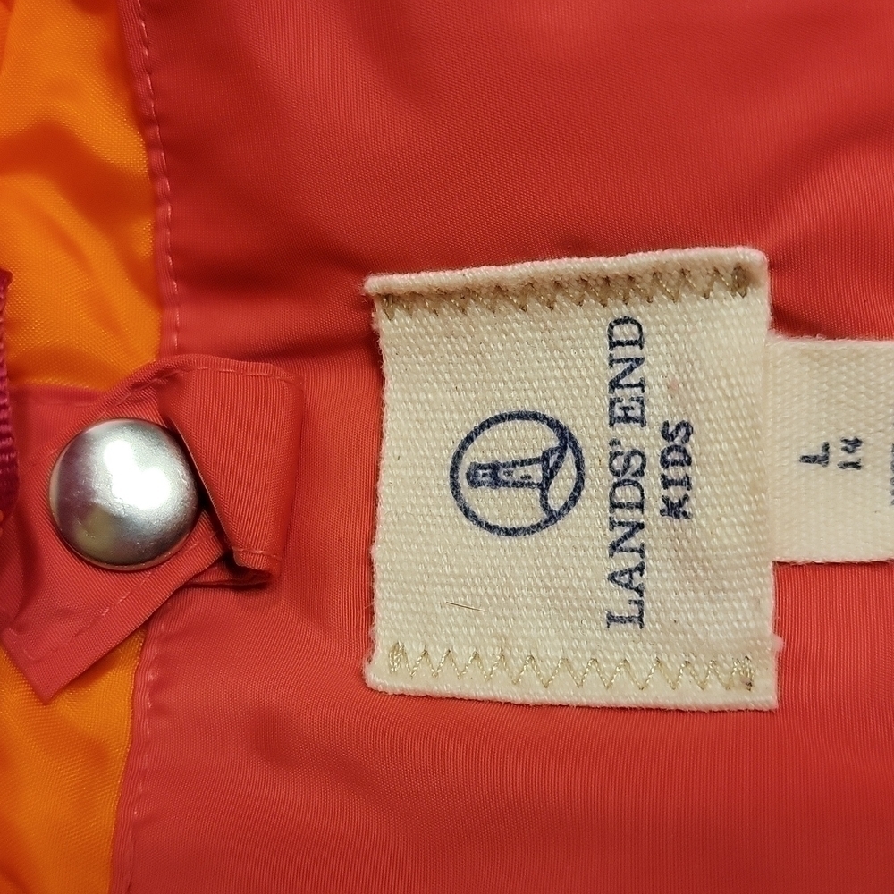 LANDS End Kids pink orange purple jacket coat with zip pockets size 14 - Picture 9 of 16